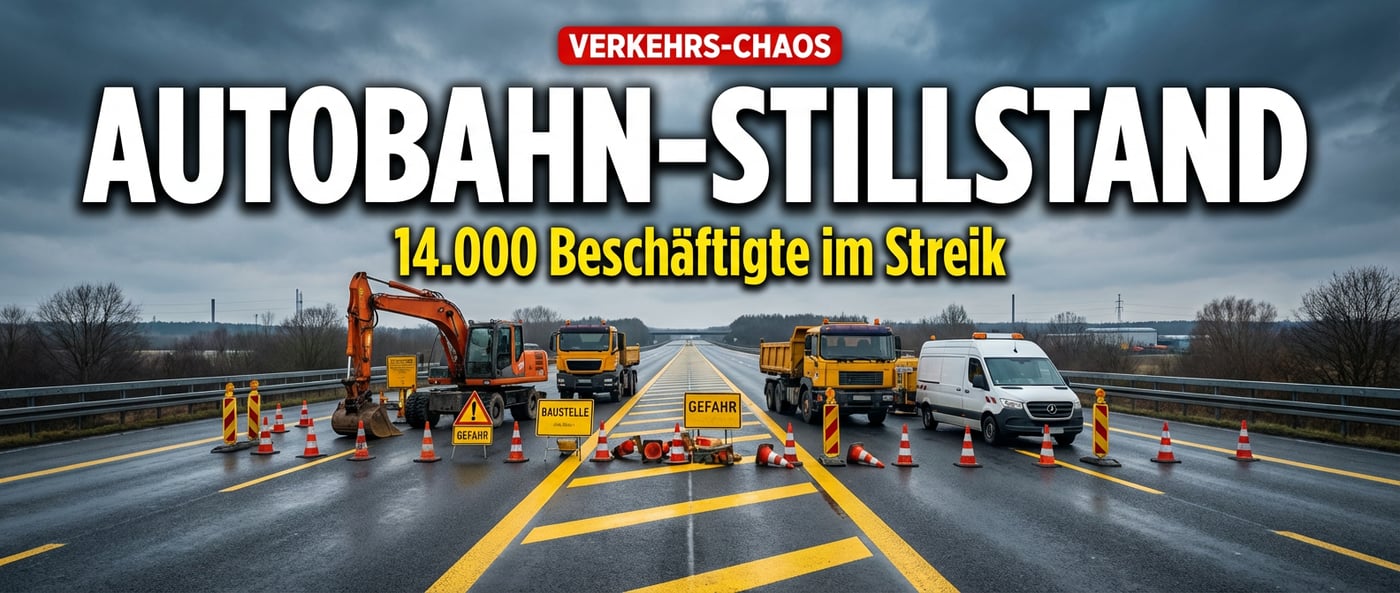 Warnstreiks im Straßenbau: Verdi legt am Dienstag Autobahnen lahm