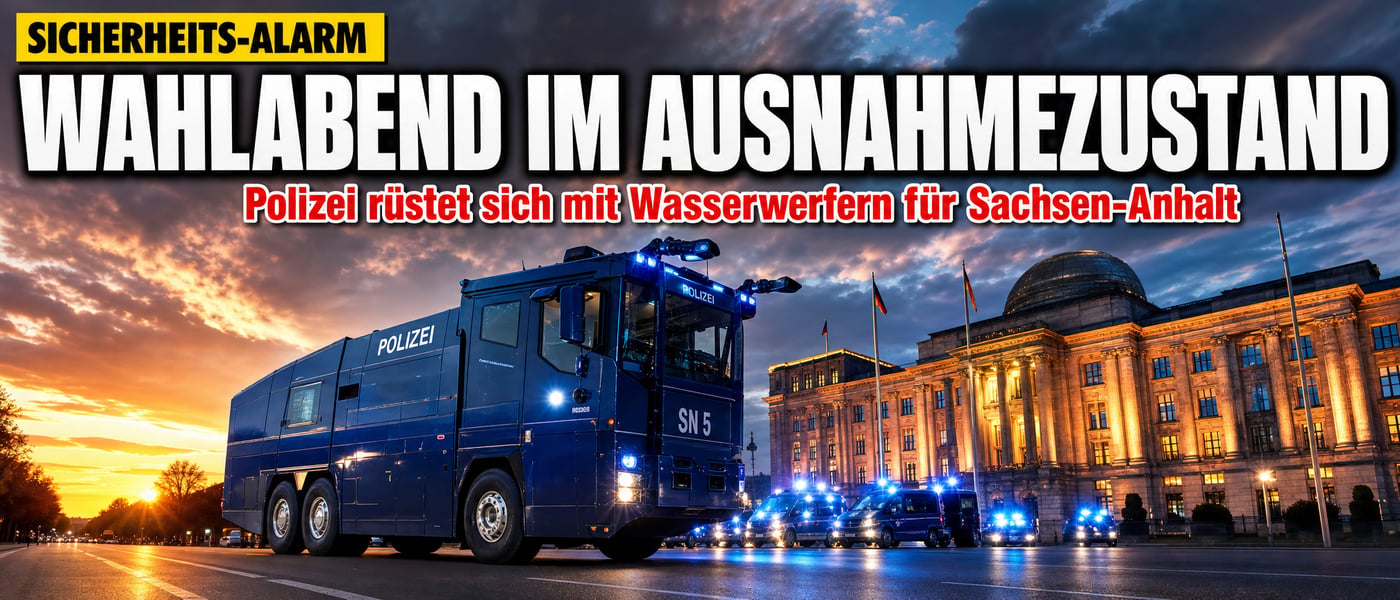 Wasserwerfer für den Wahlabend: Magdeburg probt den Ausnahmezustand