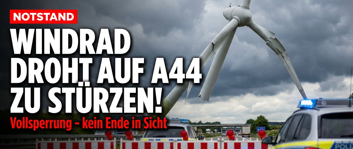 Windrad-Havarie legt A44 in NRW lahm: Droht der Flügel auf die Autobahn zu stürzen?
