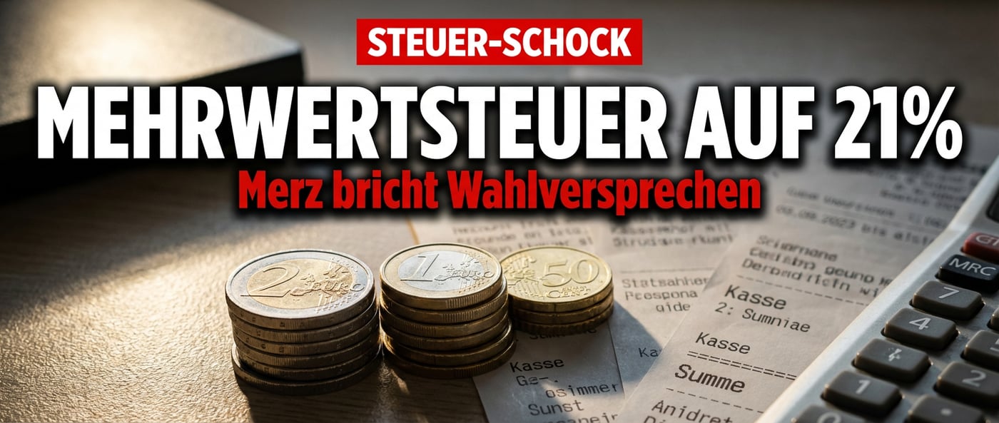 Wortbruch mit Ansage: Merz-Regierung erwägt Mehrwertsteuer auf 21 Prozent