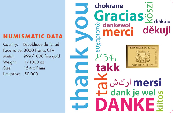 Goldmünze Merci · Rückseite der Karte