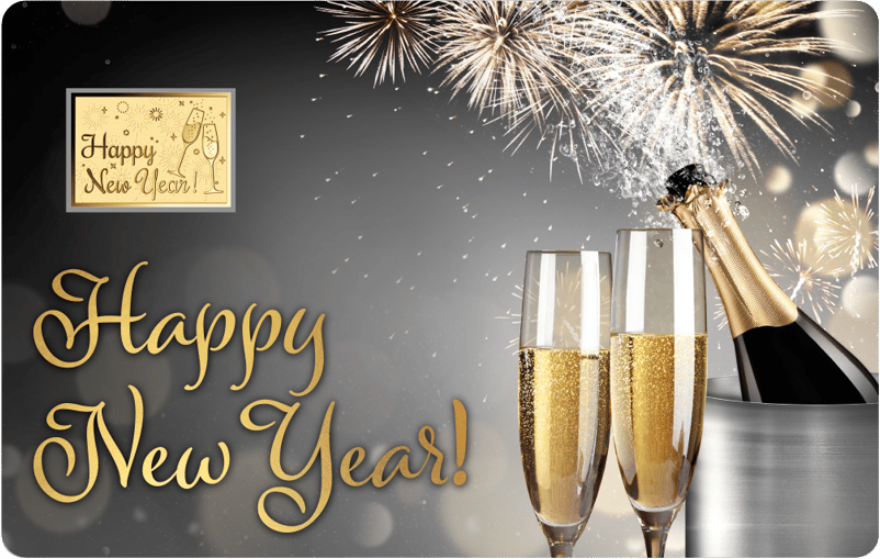 Happy New Year gold coin · Card