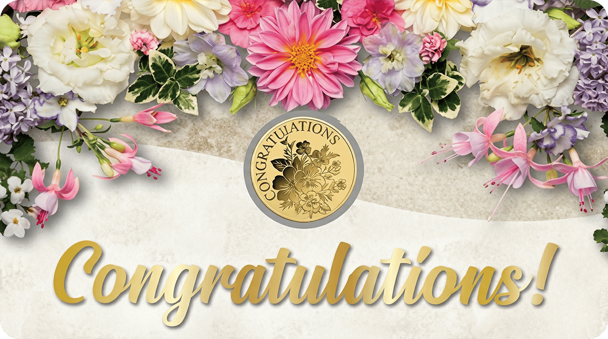 Goldmünze Congratulations · Karte
