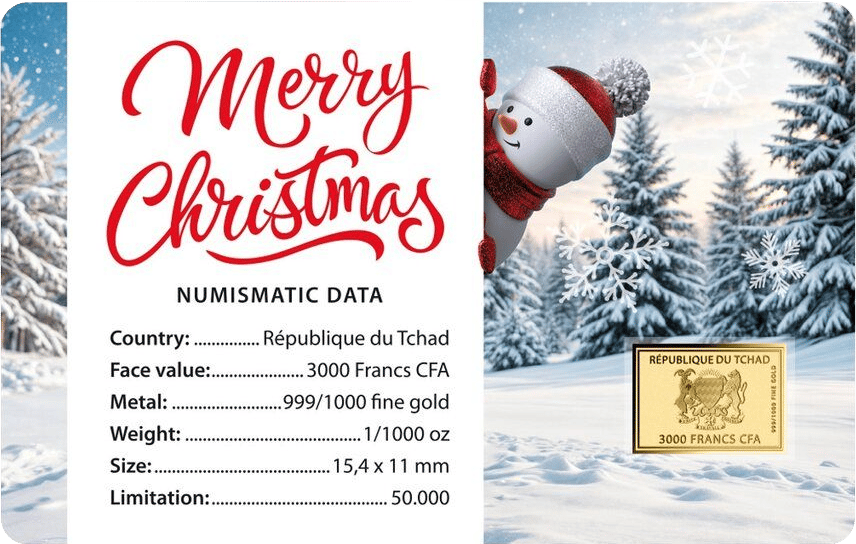 Merry Christmas gold coin · Back of the card
