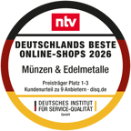 Deutschlands Beste Online-Shops 2026 - Münzen & Edelmetalle - Preisträger Platz 1-3 (ntv & DISQ)