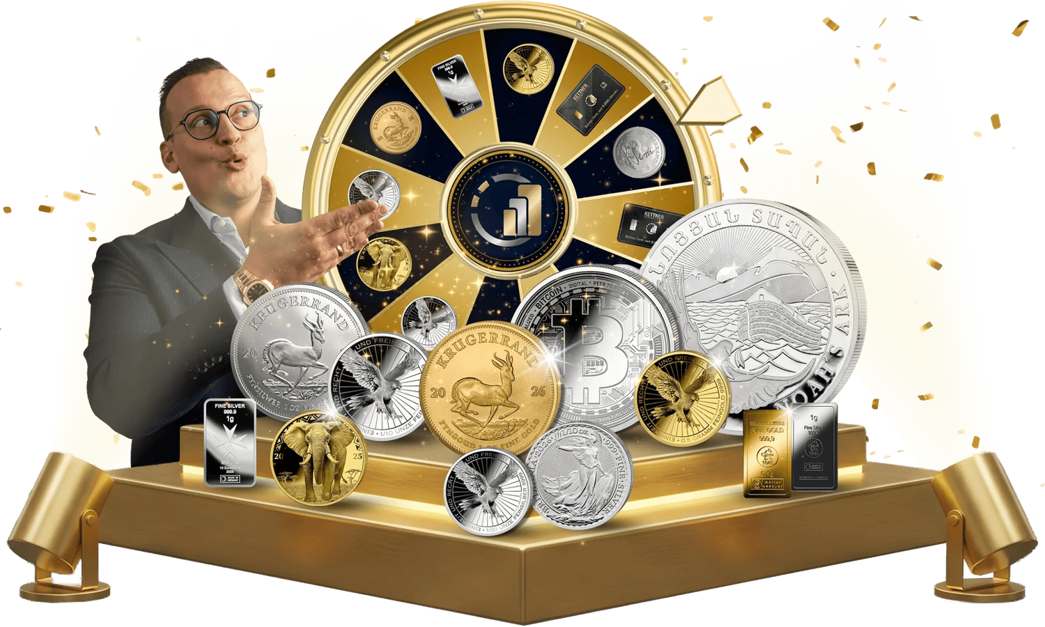 Das Goldene Glücksrad mit allen 12 Geschenken