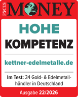 FOCUS-MONEY-Siegel „Hohe Kompetenz“ 2026 - kettner-edelmetalle.de