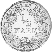 Deutschland Kaiserreich 1/2 Mark Silbermünze