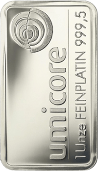 1 ounce platinum bar, product photo from the shop