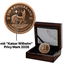 1/10 Unze Gold Krügerrand Kaiser Wilhelm II. Privy Mark 2026 (Auflage: 500 | Polierte Platte)