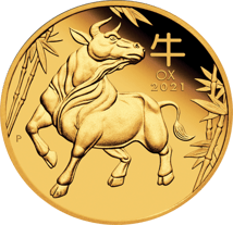 1/4 Unze Gold Lunar III Ochse 2021 PP (Auflage: 3.500 | Polierte Platte)