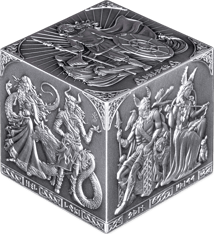 1 kg Silber Nordische Götter Würfel 2026 (Auflage: 199 | Antik Finish)