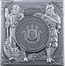 1 kg Silber Nordische Götter Würfel 2026 (Auflage: 199 | Antik Finish)