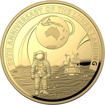 1 Unze Gold 50 Jahre Mondlandung 2019 PP (750er Auflage | Gewölbt | inkl. Etui & Zertifikat)