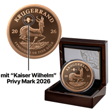 1 Unze Gold Krügerrand Kaiser Wilhelm II. Privy Mark 2026 (Auflage: 100 | Polierte Platte)