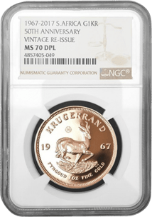 1 Unze Gold Krügerrand Vintage 1967 NGC MS 70 DPL (Polierte Platte | Auflage: 450 | im Slab)