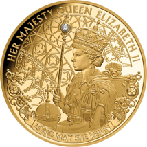 1 Unze Gold Long May She Reign 2020 PP (Auflage: 150 | Polierte Platte | mit echtem Diamant)
