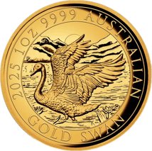 1 Unze Gold Perth Mint Schwan 2025 (Auflage: 188 | High Relief | Polierte Platte)