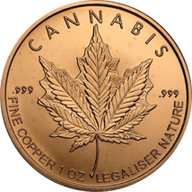 1 Unze Kupfermünze Cannabis