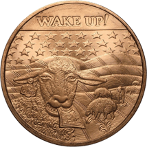 1 Unze Kupfermünze Wake Up!