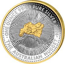 1 Unze Silber 40 Jahre Australian Nugget 2026 (Auflage: 4.500 | teilvergoldet | Polierte Platte)