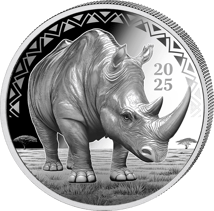 1 Unze Silber African Animals Nashorn 2025 (Auflage: 1.000 | Polierte Platte)