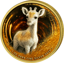 1 Unze Silber Afrikanische Tierbabys Giraffe 2025 (Auflage: 100 | teilvergoldet)