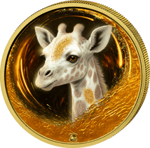 1 Unze Silber Afrikanische Tierbabys Giraffe 2025 (Auflage: 100 | teilvergoldet)