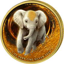1 Unze Silber Afrikanische Tierbabys Elefant 2025 (Auflage: 100 | teilvergoldet)
