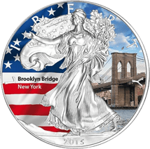 1 Unze Silber American Eagle 2015 (coloriert | Brooklyn Bridge)