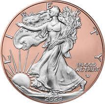 1 Unze Silber American Eagle 2023 Reverse gilded (Auflage: 100 | teilvergoldet Rosegold)