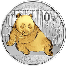 1 Unze Silber China Panda 2015 (teilvergoldet)