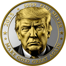 1 Unze Silber Donald Trump Make Gold Great Again 2025 (Auflage: 100 | teilvergoldet |  Polierte Platte)