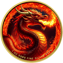 1 Unze Silber Feuerdrache 2025 (Auflage: 100 | teilvergoldet)