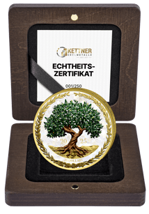 1 Unze Silber Friedenstaube 2025 (Auflage: 250 | vergoldet | Polierte Platte)