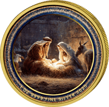 1 Unze Silber Krippe zu Betlehem Weihnachten 2025 (Auflage: 100 | teilvergoldet)