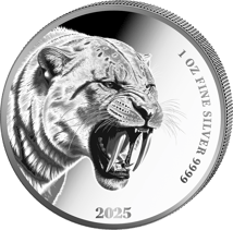 1 Unze Silber Ice Age Säbelzahntiger 2025 (Auflage: 5.000 | Polierte Platte)
