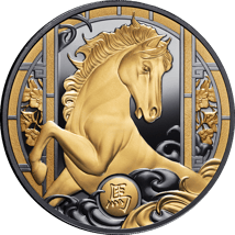 1 Unze Silber Jahr des Pferdes 2026 (Auflage: 888 | teilvergoldet | Black Proof)