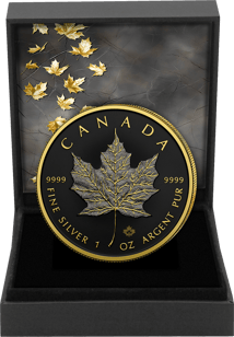 1 Unze Silber Kanada Black with Golden Veins 2025 (Auflage: 100 | Ruthenium | teilvergoldet)