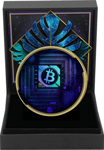 1 Unze Silber Bitcoin 2025 (Auflage: 100 |  Iced Out | teilvergoldet)