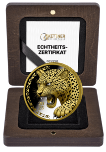 1 Unze Silber Leopard 2025 (Auflage: 250 | teilvergoldet | Polierte Platte)