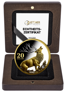 1 Unze Silber Hirsch 2025 (Auflage: 250 | teilvergoldet | Polierte Platte)