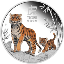 1 Unze Silber Lunar III Tiger 2022 Tiger (Auflage: 6.000 | coloriert | Polierte Platte)