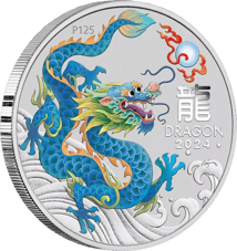 1 Unze Silber Lunar III Türkiser Drache 2024 (Auflage: 5.000 | coloriert)