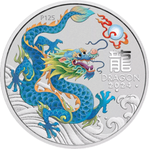 1 Unze Silber Lunar III Türkiser Drache 2024 (Auflage: 5.000 | coloriert)