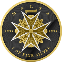 1 Unze Silber Malta 5 Euro Malteserkreuz 2025 (Auflage: 100 | teilvergoldet)