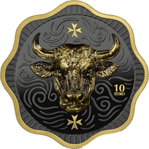 2 Unze Silber Malta 10 Euro Maltesischer Ochse 2025 (Auflage: 500 | teilvergoldet | Ruthenium)