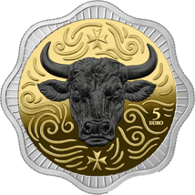 1 Unze Silber Malta 5 Euro Maltesischer Ochse 2025 (Auflage: 1.000 | teilvergoldet | Ruthenium)