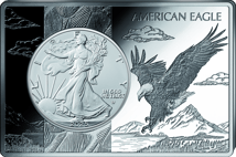 1 Unze Silber American Eagle 2025 (Eingefasst in Kupferrahmen)