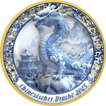 1 Unze Silber Chinesischer Porzellandrache 2025 (Auflage: 100 | teilvergoldet)